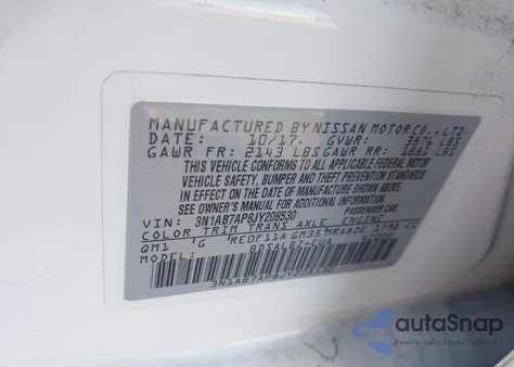 2018 Nissan Sentra S из США, поврежденный, VIN 3N1AB7AP8JY208530